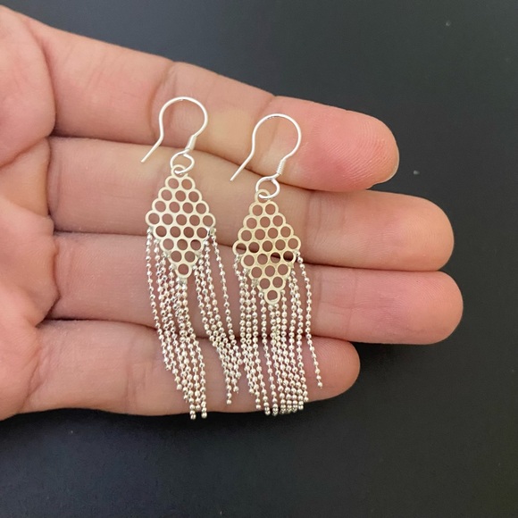 925 STERLING SILVER Small FOLKLORIC FILIGREE EARRINGS From Mexico Aretes - Picture 3 of 7